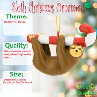 Candy Cane Sloth Animal Christmas Ornaments