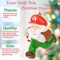 Super Santa Bros Fun & Unique Gamer Christmas Ornaments