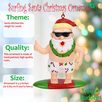 Surfing Santa Christmas Surfer Ornament