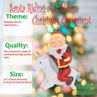 Santa Riding A Unicorn Christmas Ornament