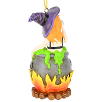 Witches Hot Tub Halloween Ornament Witch Drinking in Cauldron