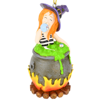 Witches Hot Tub Halloween Ornament Witch Drinking in Cauldron