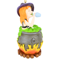 Witches Hot Tub Halloween Ornament Witch Drinking in Cauldron