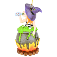 Witches Hot Tub Halloween Ornament Witch Drinking in Cauldron