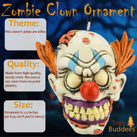Creepy Zombie Clown Halloween Ornament