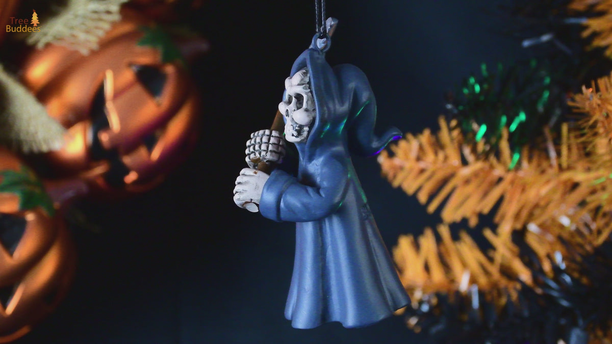 Adorno De Navidad/Halloween Tree Buddees - El Grim Reaper (La Parca), Resina Pintada A Mano, Edición 2020