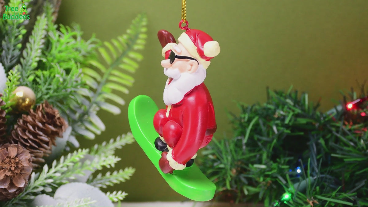 Snowboarding Santa Claus Christmas Ornament| Tree Buddees