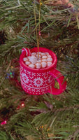 Hot Cocoa Mug with Marshmallows & Candy Cane Hot Chocolate Ornament