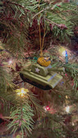 Funny Fish Tank Ornament Goldfish Driving an Army Tank