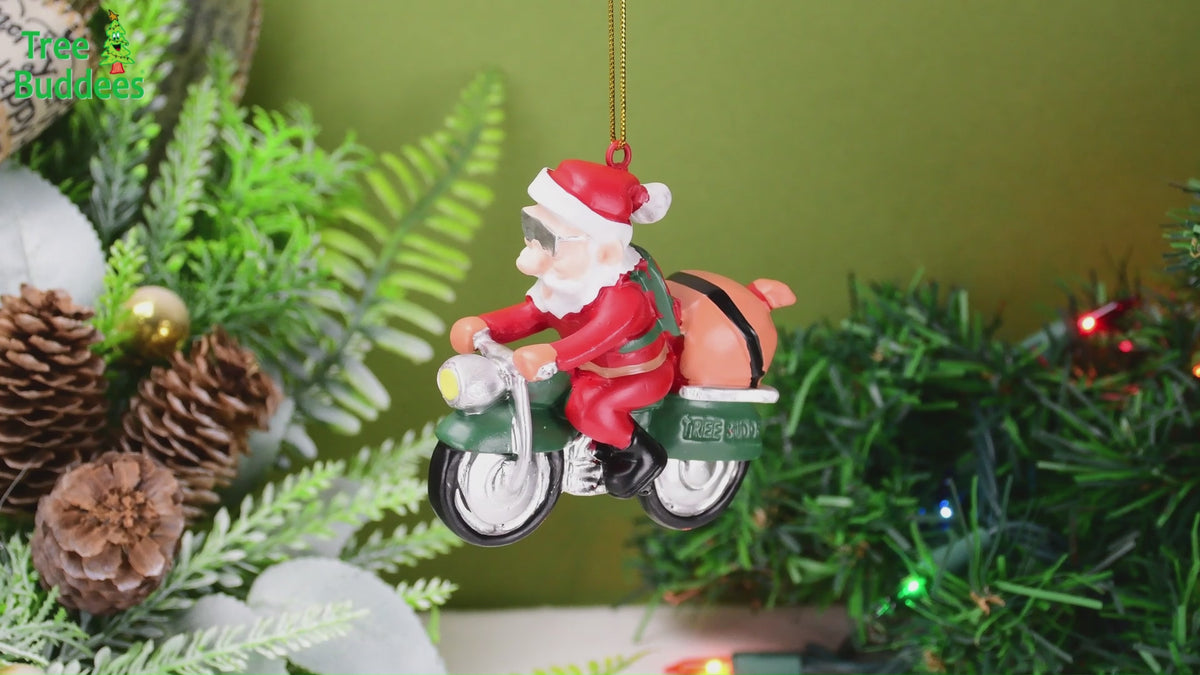 Biker Santa Claus Motorcycle Christmas Tree Ornament| Tree Buddees