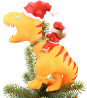 
              Santa Riding a T-Rex Funny Christmas Tree Topper - Large 10"
            