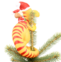 Santa Riding a T-Rex Funny Christmas Tree Topper - Large 10"