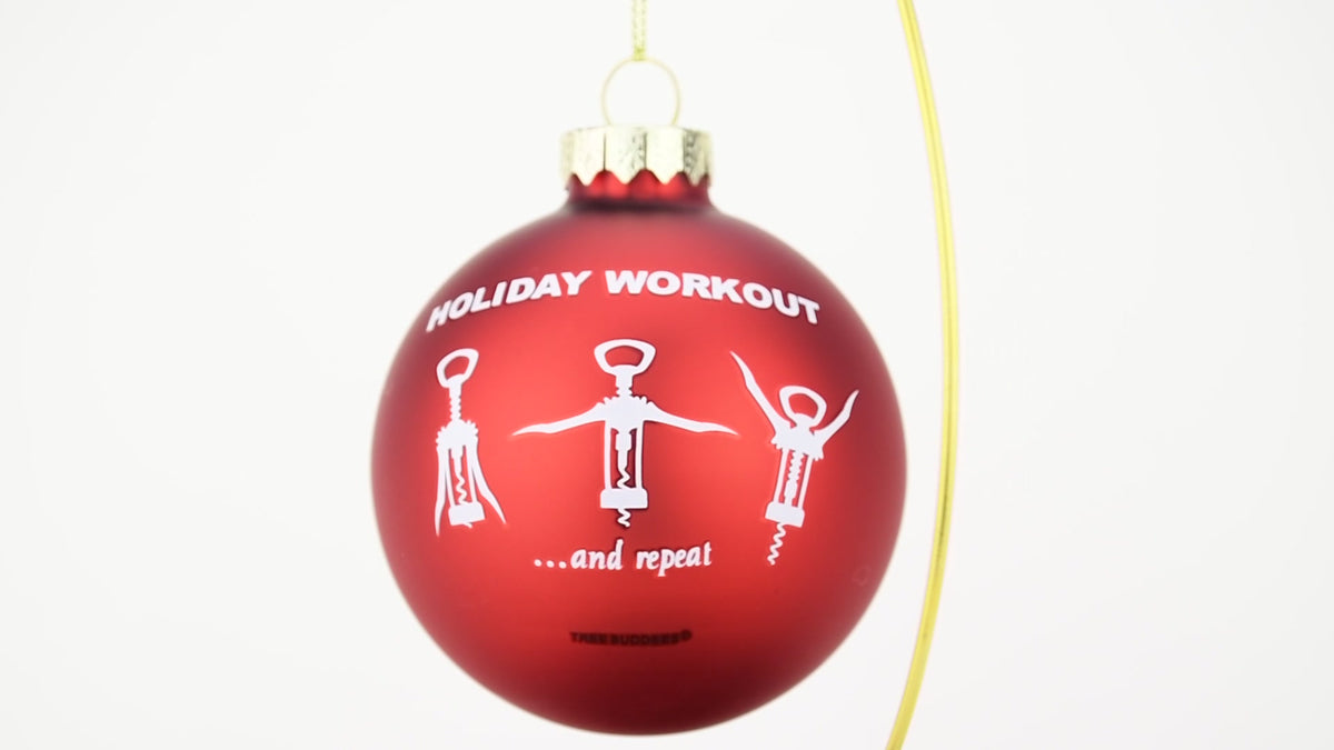 Wine Opener Holiday Workout Funny Glass Christmas Ornament Tree Buddees
