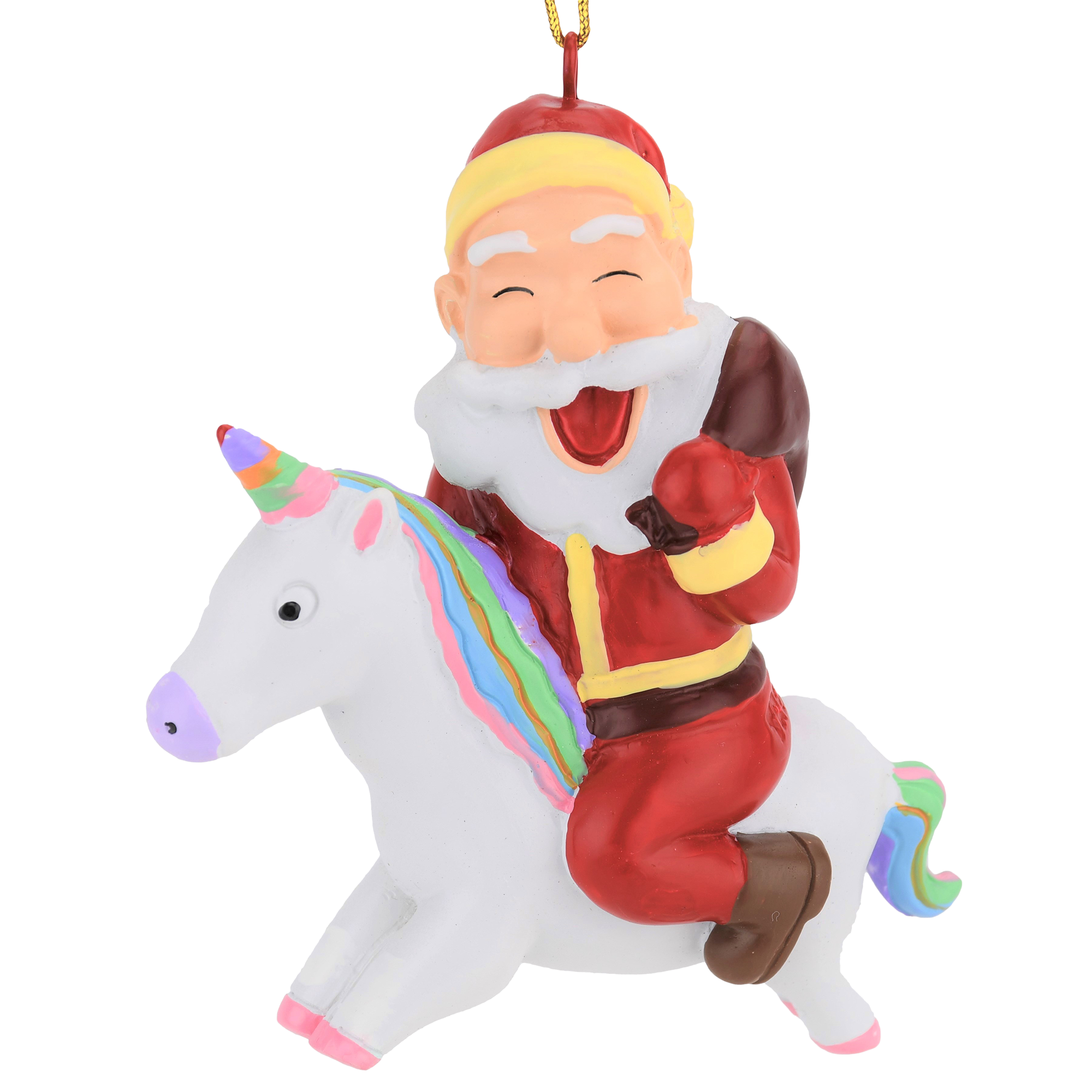 santa riding a unicorn