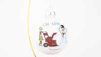 Oh Sh*t Funny Snowblower vs Snowman Glass Bulb Ornament