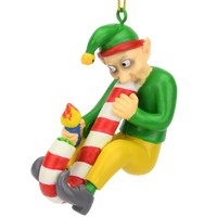 Candy Cane Bong Elf Funny Weed Christmas Ornament