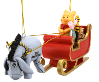 Winne The Pooh Santa Sleigh with Eeyore and Piglet 2pcs Large Christmas Ornament Decoration