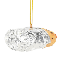 Burrito Wrapped in Tin Foil Food Christmas Ornament