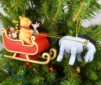 Winne The Pooh Santa Sleigh with Eeyore and Piglet 2pcs Large Christmas Ornament Decoration