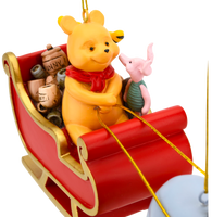 Winne The Pooh Santa Sleigh with Eeyore and Piglet 2pcs Large Christmas Ornament Decoration