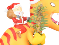 santa riding a t rex