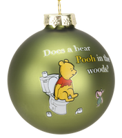 Does a Bear Pooh in The Woods? ~ Funny Winnie The Pooh Pooping Glass Christmas Ornaments