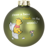 Does a Bear Pooh in The Woods? ~ Funny Winnie The Pooh Pooping Glass Christmas Ornaments