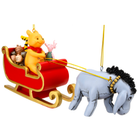Winne The Pooh Santa Sleigh with Eeyore and Piglet 2pcs Large Christmas Ornament Decoration