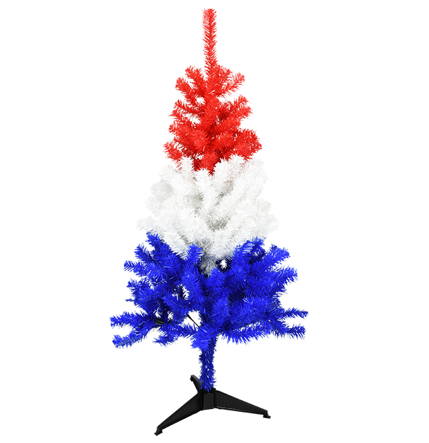 Red White and Blue Patriotic  4 Foot Tall Christmas Tree
