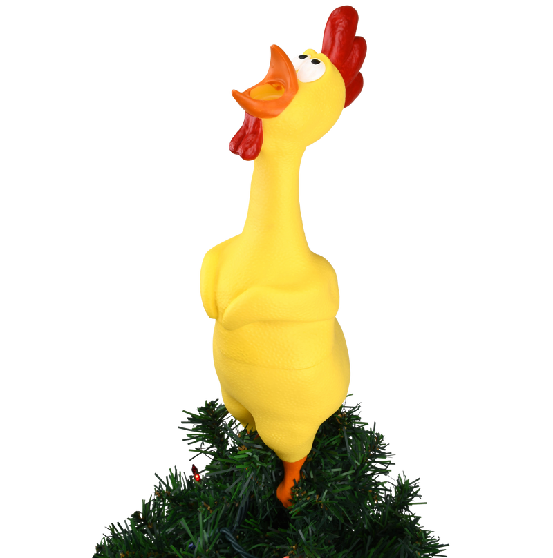 Hilarious Rubber Chicken Christmas Tree Topper - Large 14