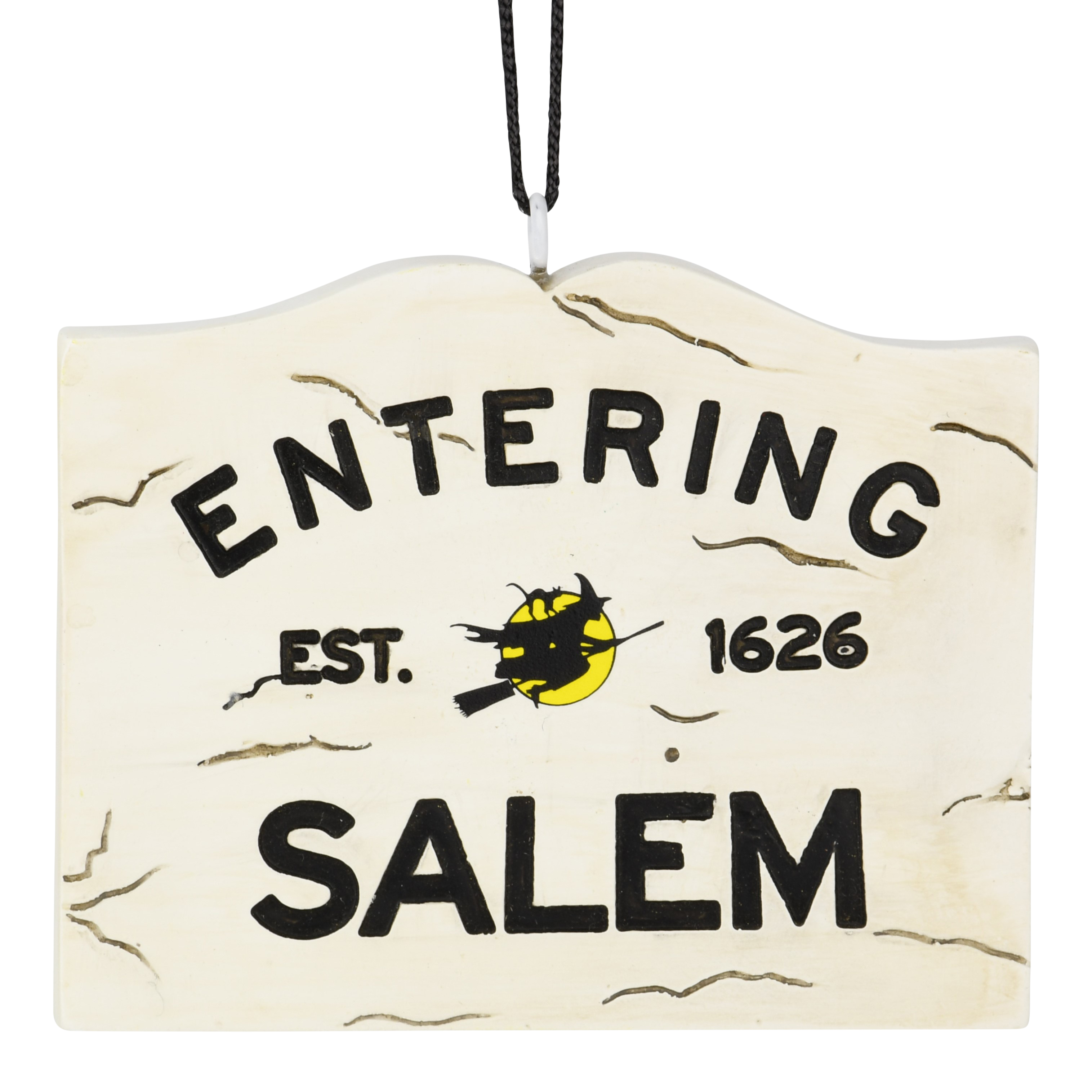 Entering Salem Sign with Witch Halloween Ornament
