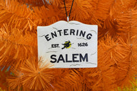 
              Entering Salem Sign with Witch Halloween Ornament
            