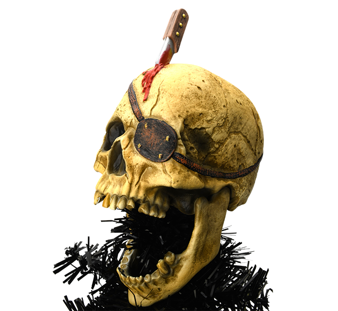 Creepy Pirate Skull Tree Topper For Christmas or Halloween Trees - Large 10