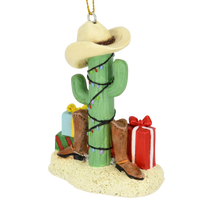 
              Cactus Christmas Tree with Cowboy Boots Cowboy Hats and Presents Ornament
            
