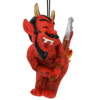
              Devil's Cookout Funny Christmas Ornament with The Devil Cooking a Hot Dog
            