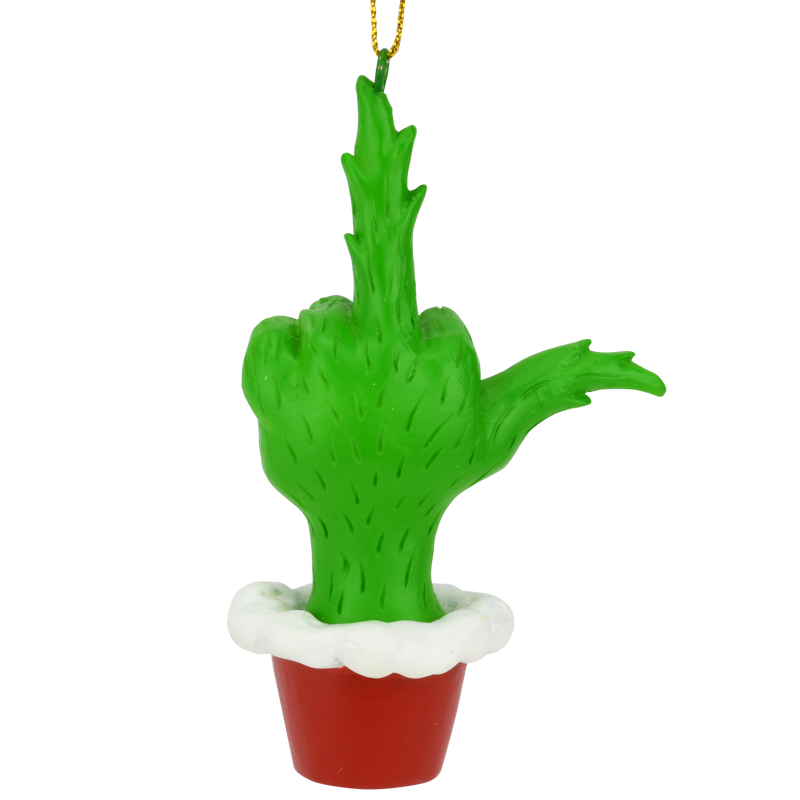 Green Hand Giving the Middle Finger Naughty Christmas Ornament