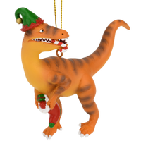 
              Raptor Dinosaur Christmas Ornament Velociraptor with a Stocking
            