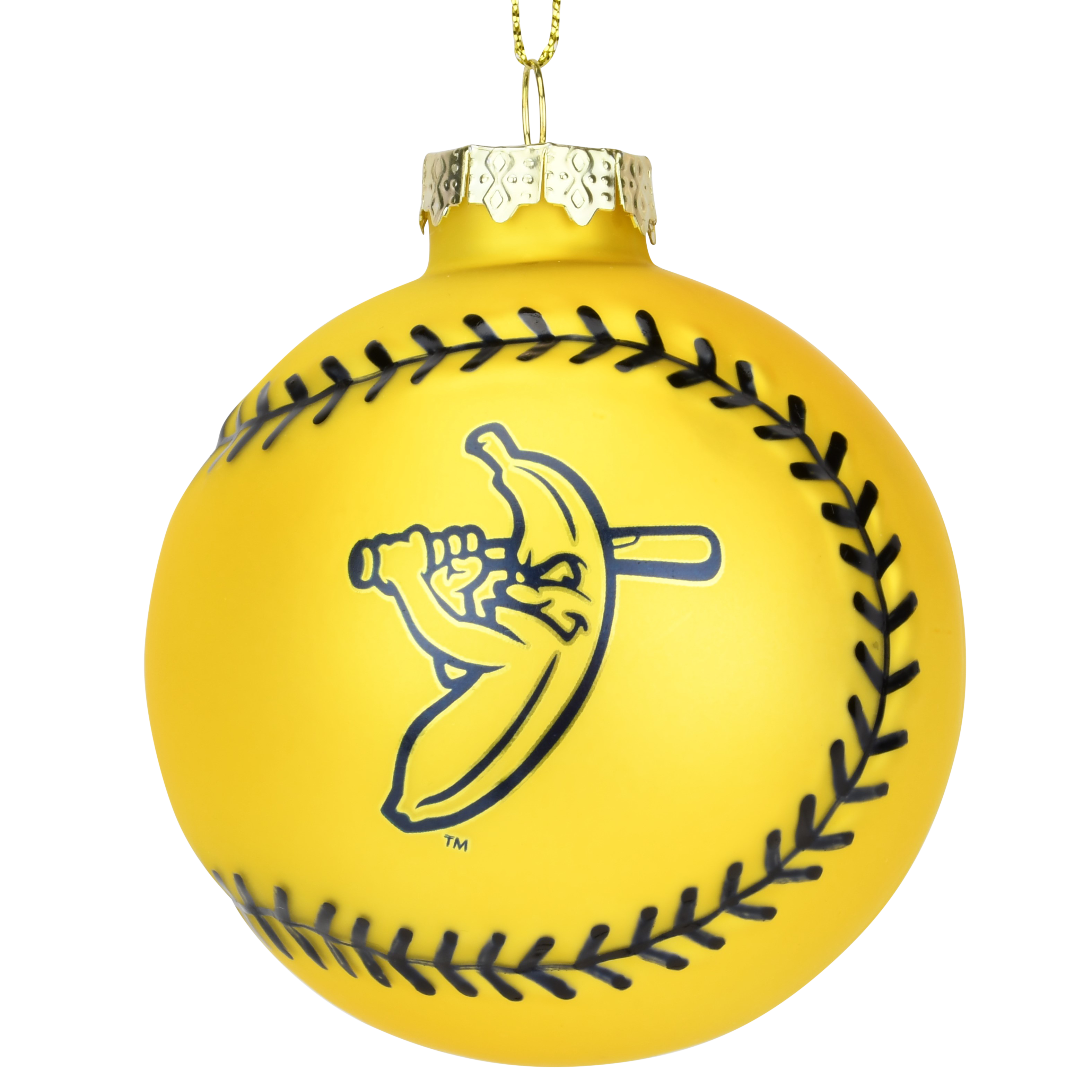 Tree Buddees x Savannah Bananas Yellow Banana Ball Baseball Shaped Glass Ornament