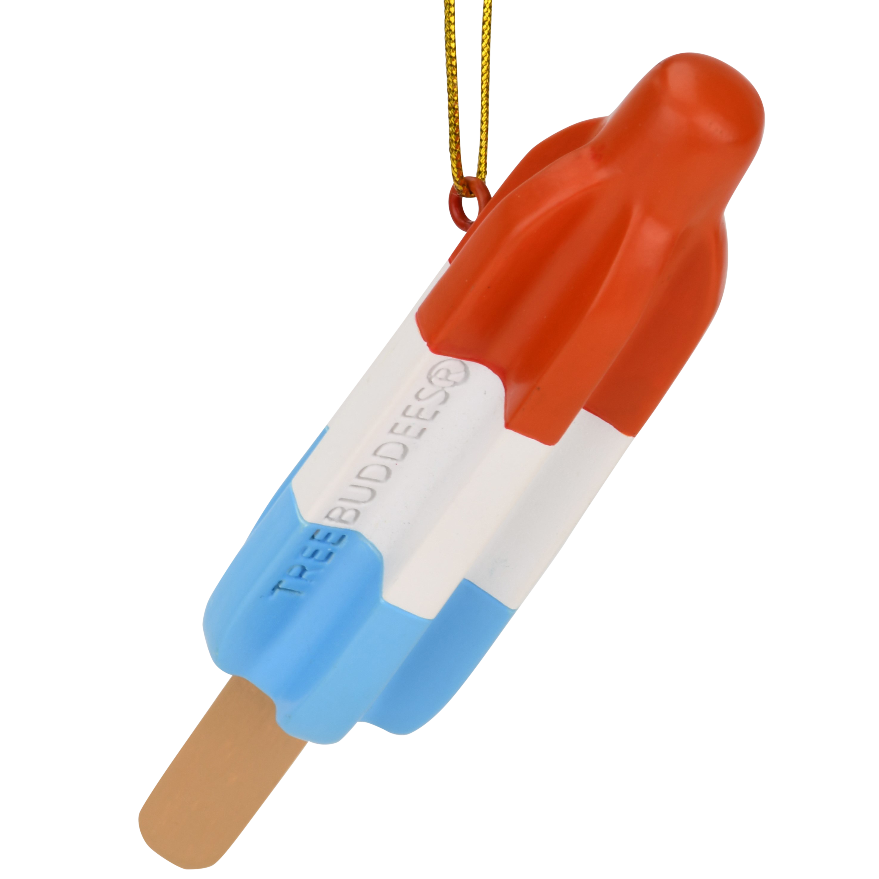 Retro Patriotic Red White and Blue Popsicle Christmas Ornament