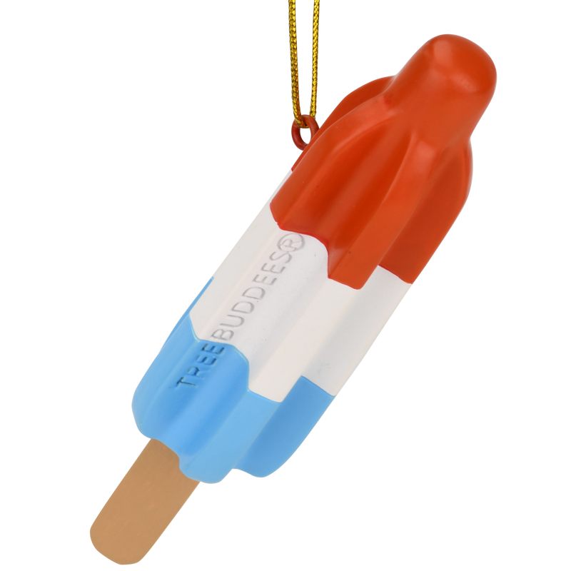 Retro Patriotic Red White and Blue Popsicle Christmas Ornament
