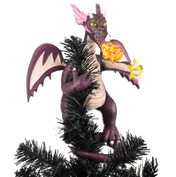 
              Purple Fire-Breathing Dragon Christmas Tree Topper - 11" Tall
            