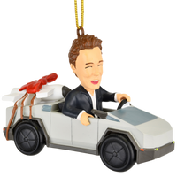 
              Funny Space Man Billionaire Businessman Christmas Ornament Futuristic Truck & Rocket
            