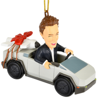 
              Funny Space Man Billionaire Businessman Christmas Ornament Futuristic Truck & Rocket
            