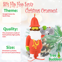 
              80's Hip Hop Dark Tone Santa Resin Christmas Ornament
            