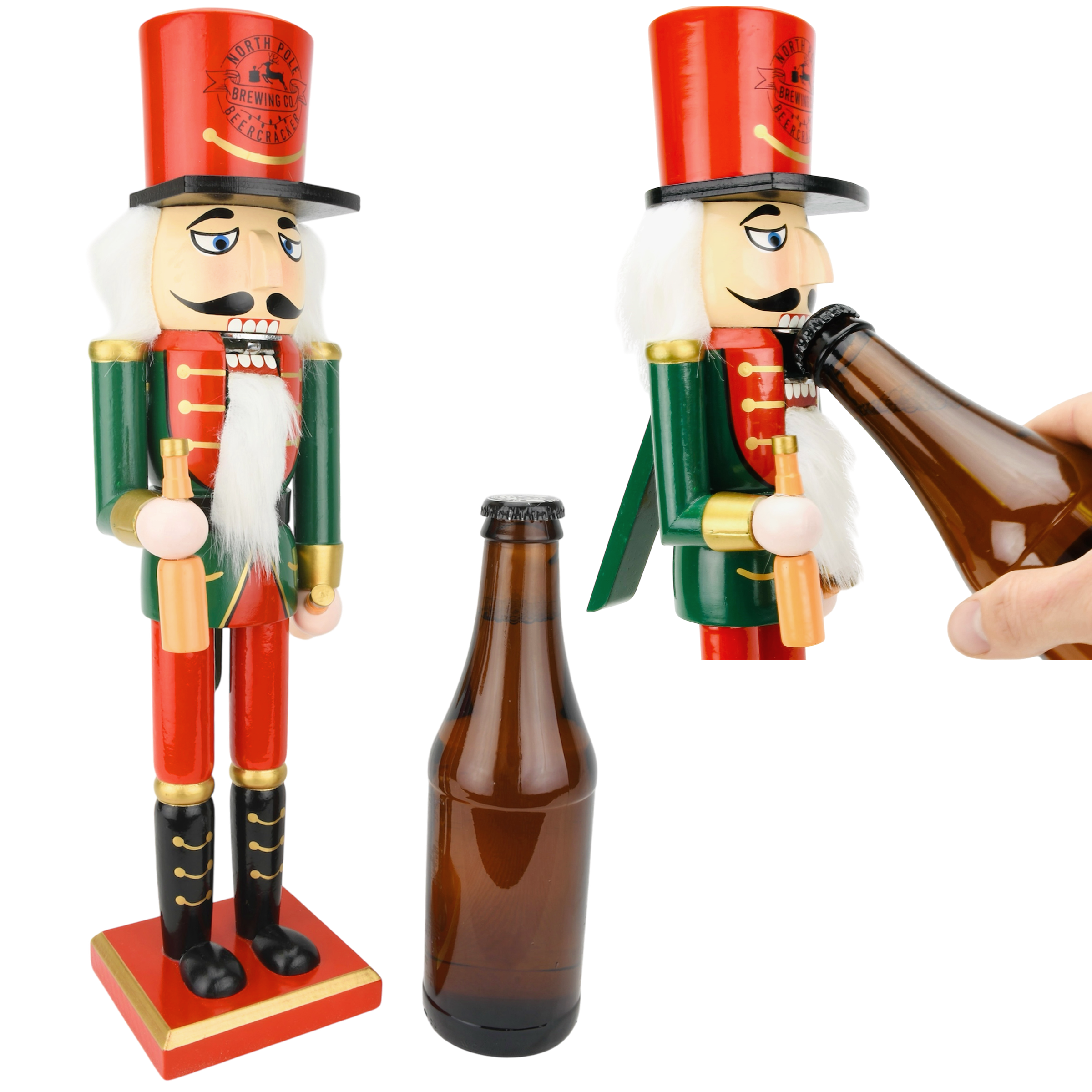 Beercracker® – Bottle Opener Nutcracker 15 Inch Tall Functional Bottle Opening Décor for Beer Lovers