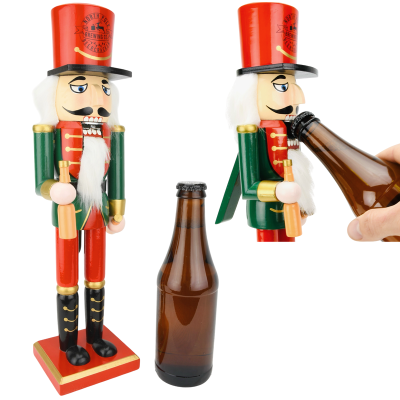 Beercracker® – Bottle Opener Nutcracker 15 Inch Tall Functional Bottle Opening Décor for Beer Lovers