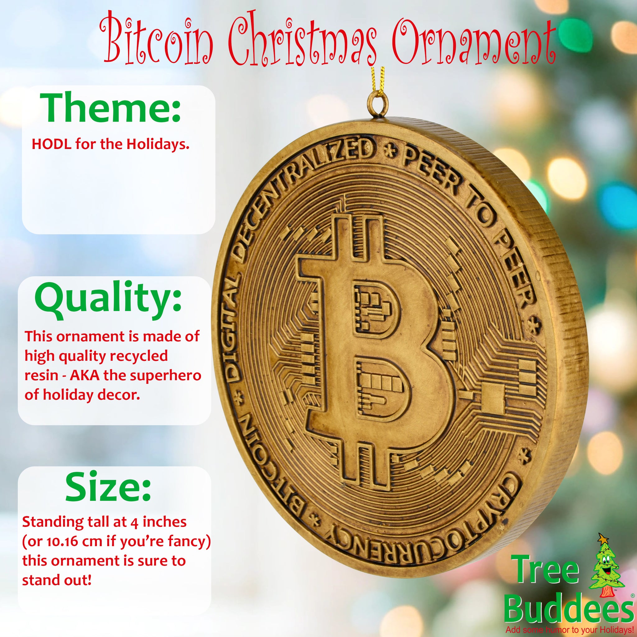 Bitcoin Christmas Ornament Cryptocurrency Money Ornaments| Tree Buddees