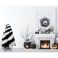 4 Foot Black and White Swirl Colored Artificial Christmas / Halloween Tree