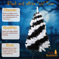 
              SALE - 4 Foot Black and White Swirl Colored Artificial Christmas / Halloween Tree
            