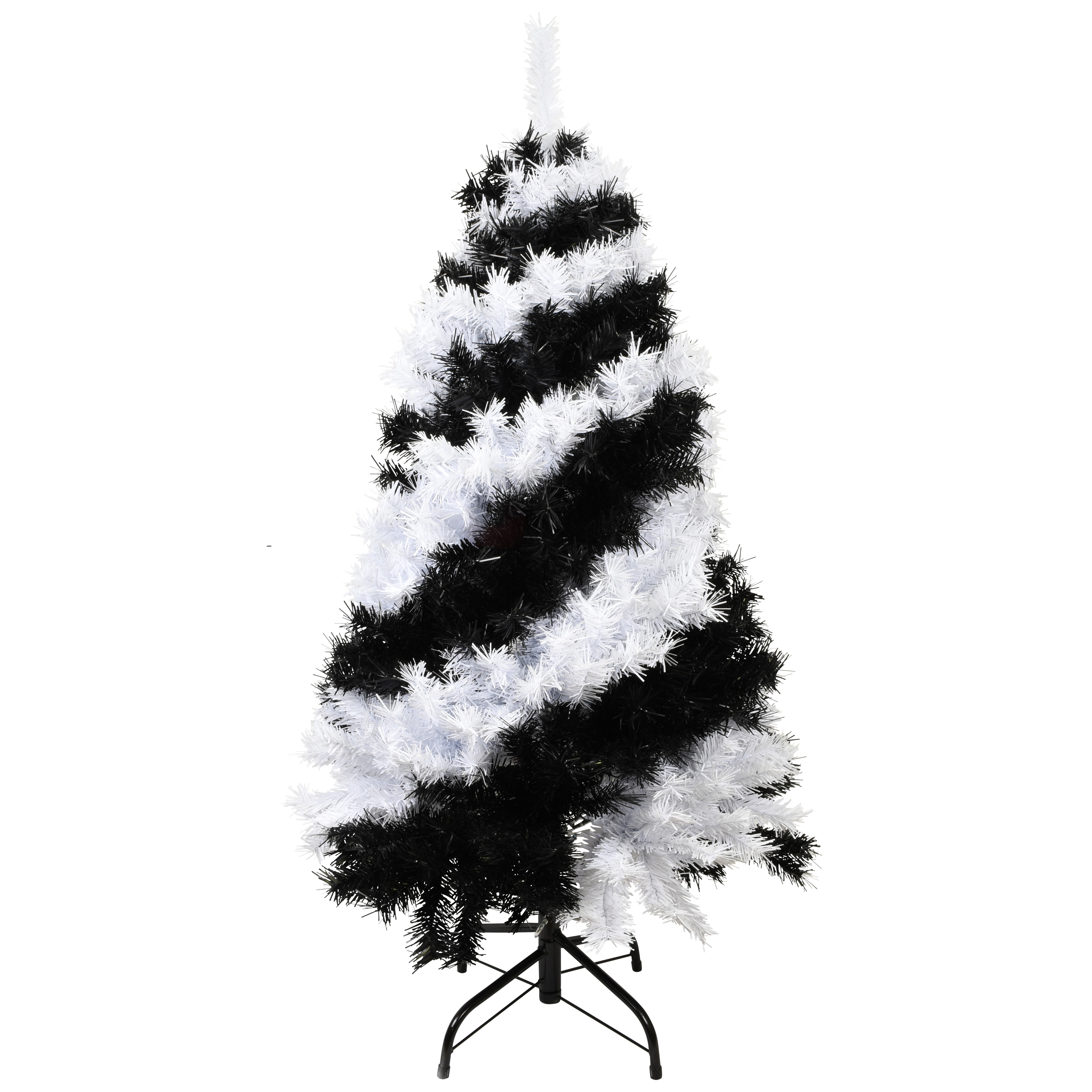 4 Foot Black and White Swirl Colored Artificial Christmas / Halloween Tree